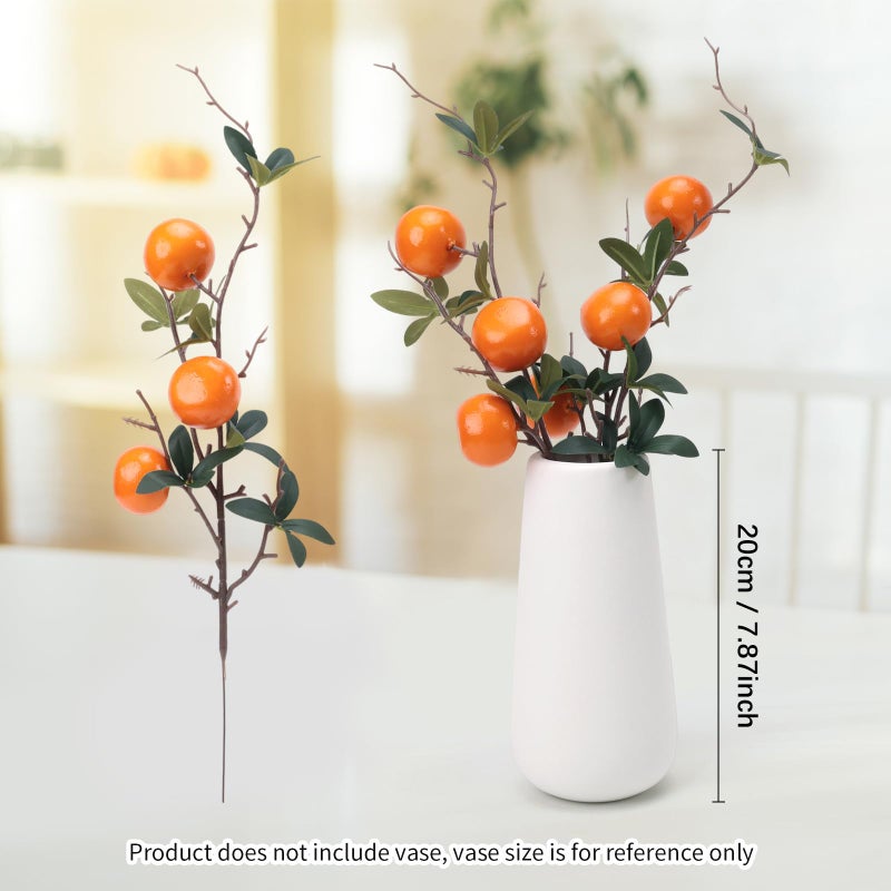 Woration 4PCS Artificial Orange Branches Simulation Tangerine Plastic Tree Plant Stem with Fruit Fake Greenery Home DIY DÃ©cor Props 19.3inch - Image 5