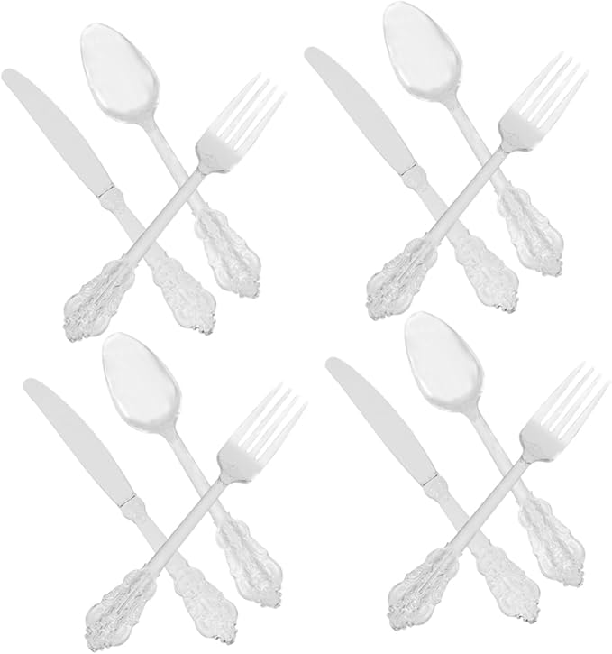 Silver Cutlery Set 12 Pieces Gilding Tableware For Parties Weddings Dining - Image 1