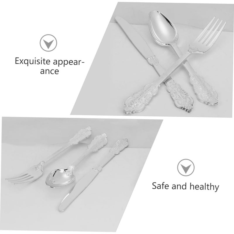 Silver Cutlery Set 12 Pieces Gilding Tableware For Parties Weddings Dining - Image 4