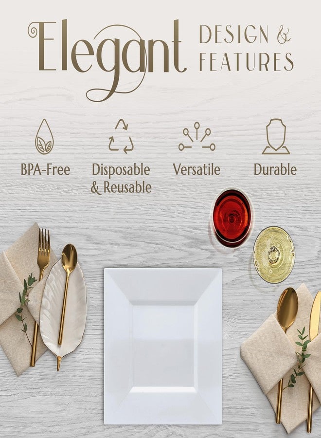 Reli. 55 Pcs Square Plastic Plates Disposable | 6.5" White Disposable Dessert Plates for Party | Hard Plastic | Fancy for Party, Wedding, Small Appetizer, Salads, Dessert - Image 3