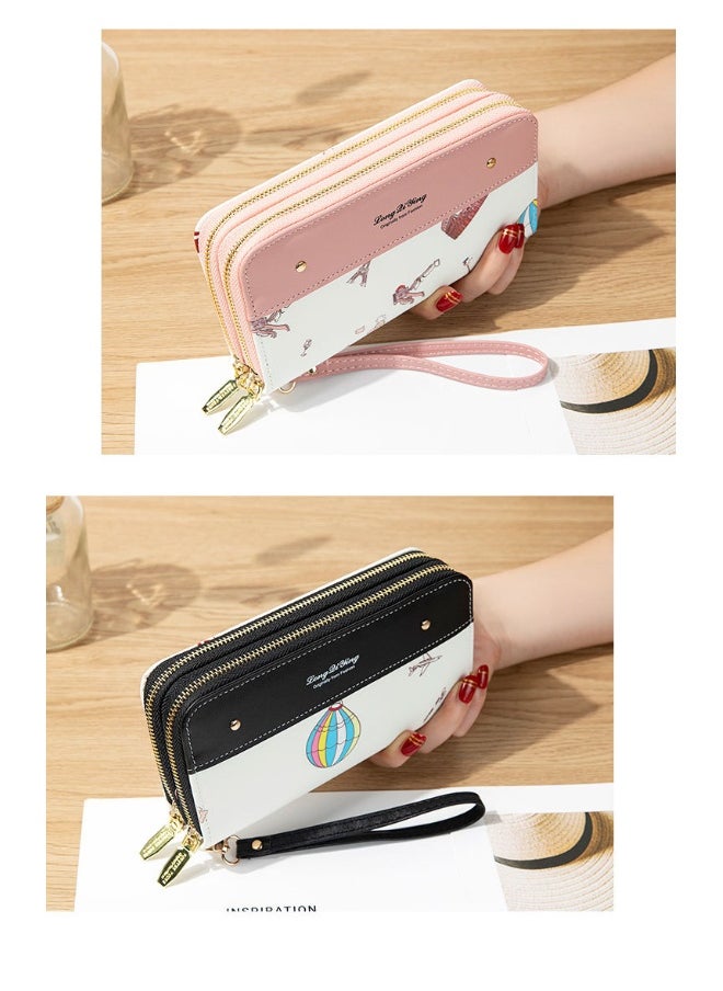 NIBEMINENT Women's Long Purse Double Zipper Mobile Phone Bag Student Riveted Money Clip Large Capacity Clutch Bag Soft Coin Purse  - Image 3