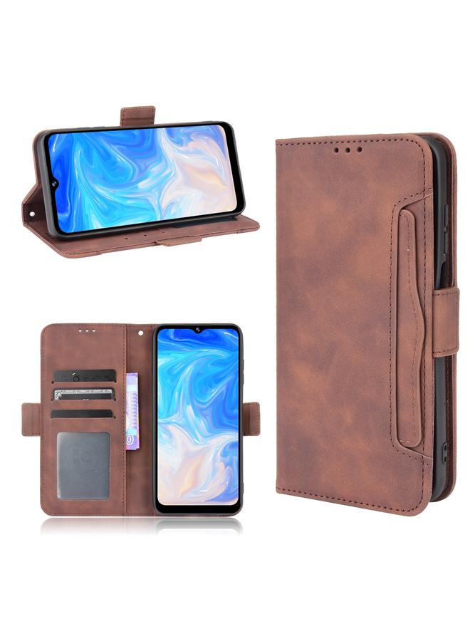 اس-توب جراب لهاتف Doogee N40 Pro مصنوع من الجلد بتصميم جلد العجل مع حامل وفتحات للبطاقات وإطار للصور. - Image 1