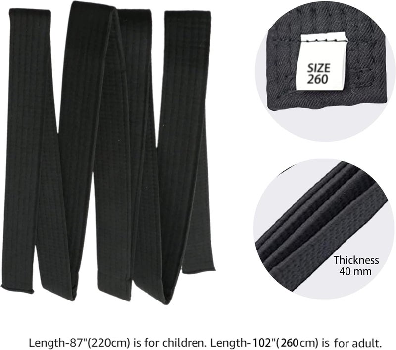 Hithop 8.6ft Long Soft Black Belt for Martial Arts Karate Taekwondo Judo - Image 2
