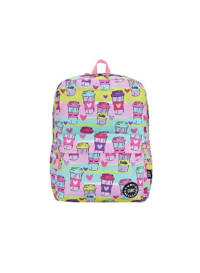 CUBS Coffee Print Waterproof Kids 28L Backpack With Zip Closure Ideal For 6-12 Years Age Group Compatible With 15 Inch Laptop - Image 1