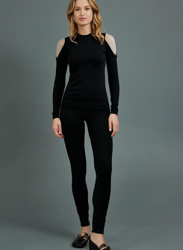 جس بلوزة جيس النسائية ذات الأكمام الطويلة باللون الأسود - Image 1