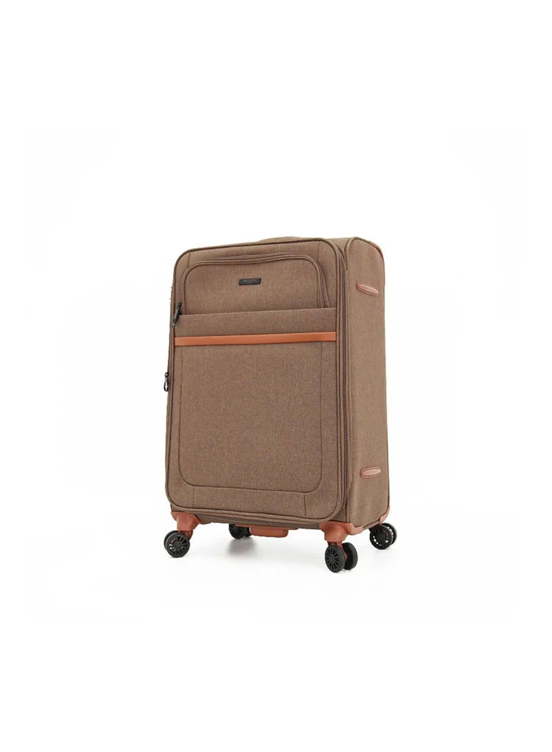 AMERICAN FLYER Softside Luggage Trolley Bag 3 Pieces Set,Brown (S-20",M-24",L-28")