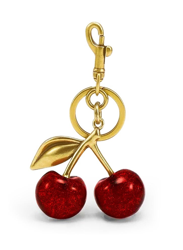 غنافوتو حلي حقيبة كرز لامع مع حلقة مفاتيح ومشبك – إكسسوارات لامعة من الراتنج والمعدن للمحافظ والحقائب - Image 1