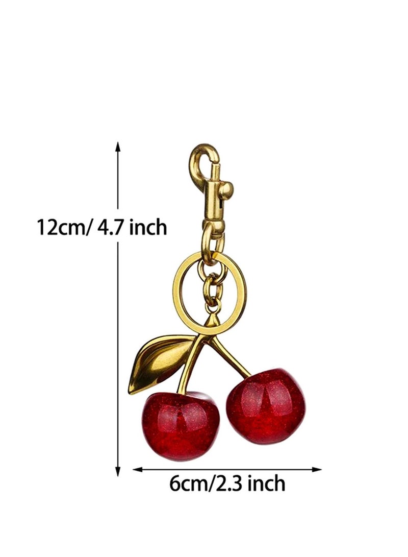 غنافوتو حلي حقيبة كرز لامع مع حلقة مفاتيح ومشبك – إكسسوارات لامعة من الراتنج والمعدن للمحافظ والحقائب - Image 3