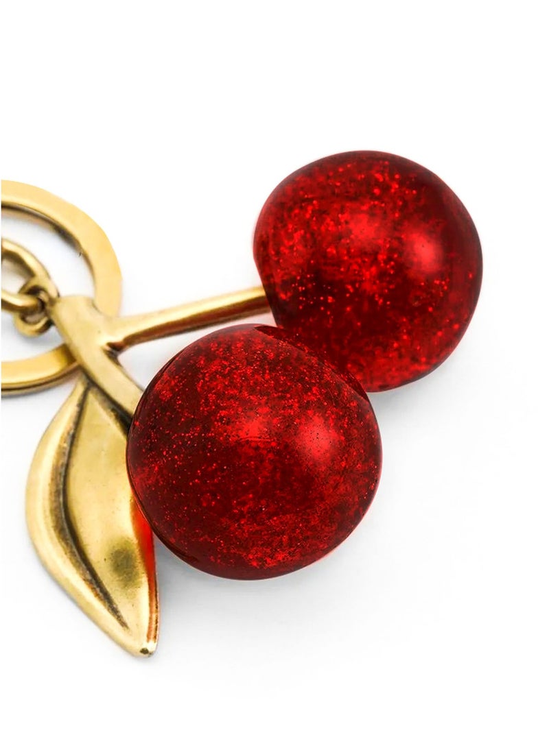 غنافوتو حلي حقيبة كرز لامع مع حلقة مفاتيح ومشبك – إكسسوارات لامعة من الراتنج والمعدن للمحافظ والحقائب - Image 2