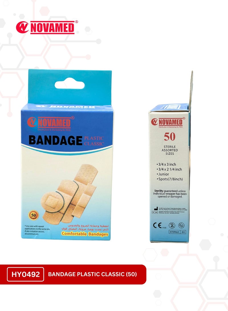 NOVAMED Bandage Plastic Classic 50 Sterile Assorted Sizes