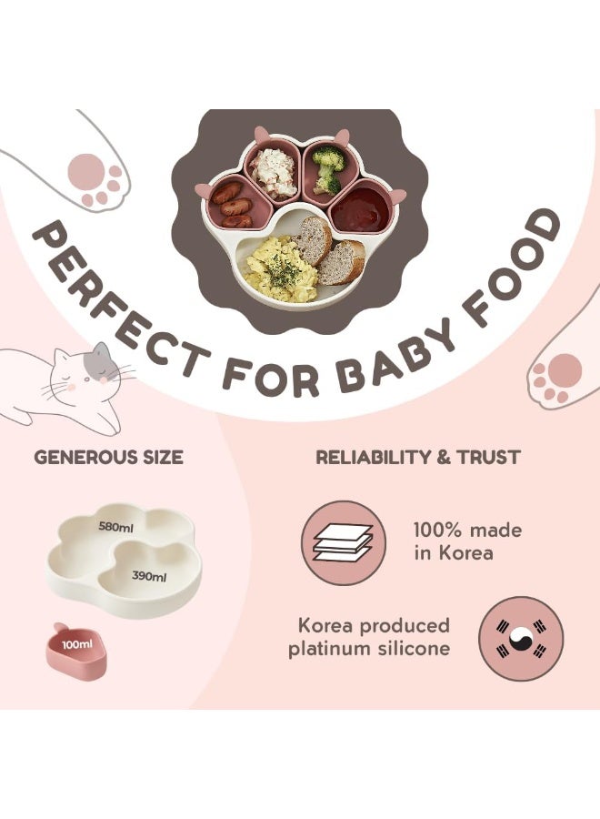 Barakah Divided Silicone Baby Toddler Suction Plates, Non-Slip, BPA Free, Non-Toxic, Led Weaning Supplies for Toddlers, Kids Travel Dish with Suction, Easy Clean Preschool Plate (Taupe Brown) - Image 4