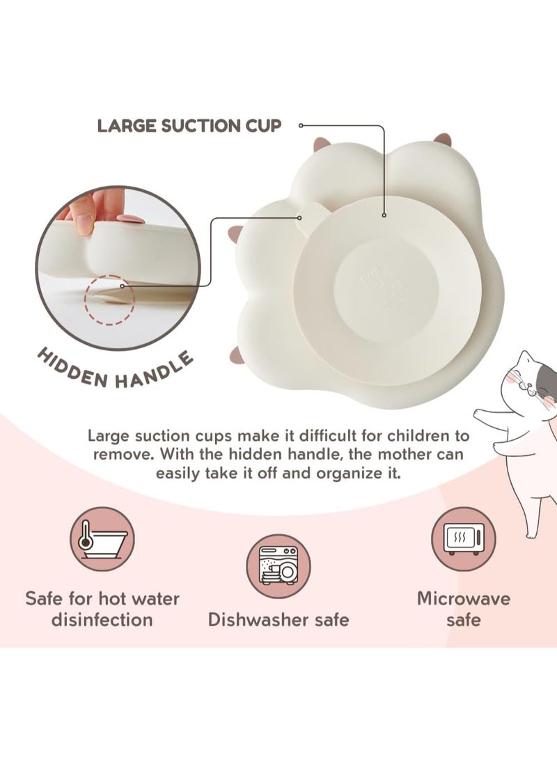 Barakah Divided Silicone Baby Toddler Suction Plates, Non-Slip, BPA Free, Non-Toxic, Led Weaning Supplies for Toddlers, Kids Travel Dish with Suction, Easy Clean Preschool Plate (Taupe Brown) - Image 3