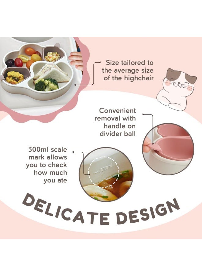 Barakah Divided Silicone Baby Toddler Suction Plates, Non-Slip, BPA Free, Non-Toxic, Led Weaning Supplies for Toddlers, Kids Travel Dish with Suction, Easy Clean Preschool Plate (Taupe Brown) - Image 5