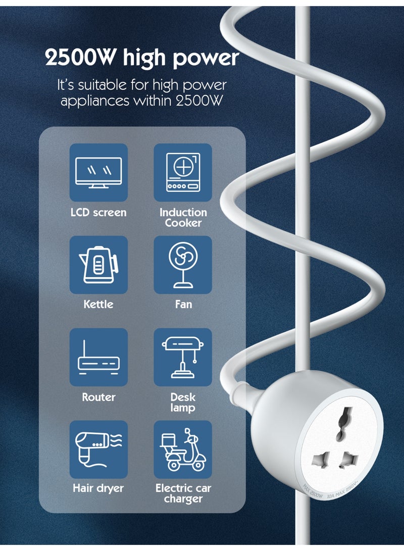 LDNIO 5M Extension Power Strip, Universal Socket for US/EU/UK Plugs, 2500W Single Outlet Long Cable - Image 2