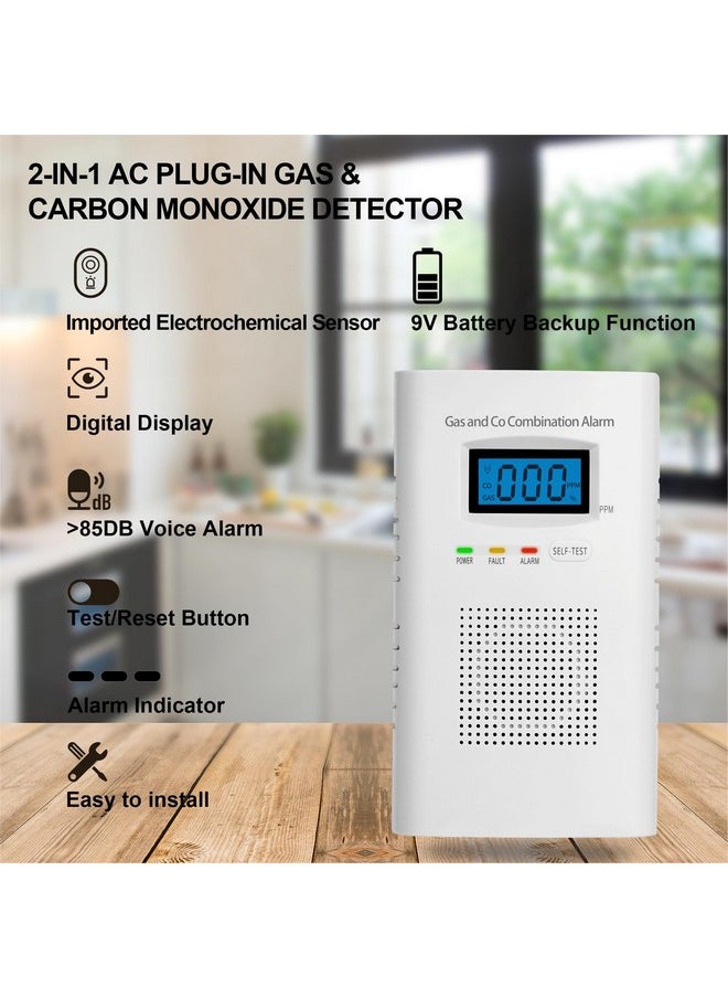 KOABBIT 2 Pack Combination Gas & Carbon Monoxide Detectors - Plug in CO Alarm & Natural Gas Detector with Digital Display, CO Detector & Combustible Gas Detector for Home, Easy to Read  - Image 2