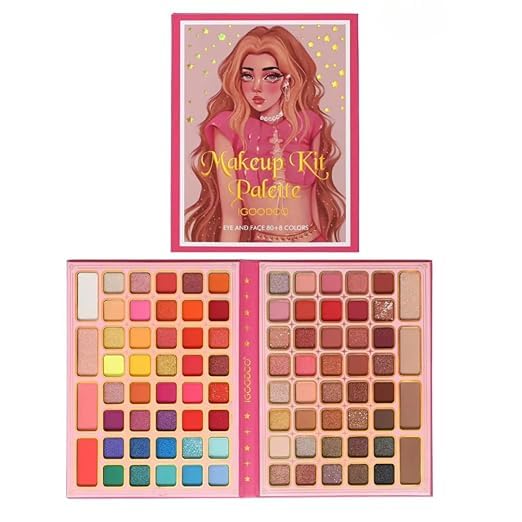 PEACORA Professional 88 Colors Makeup Kit Palette Eye And Face Makeup 80 8 Colors 80 Eyesdhadow matte shimmer glitter shades 8 face colors Blusher 132 g Multicolor - Image 1