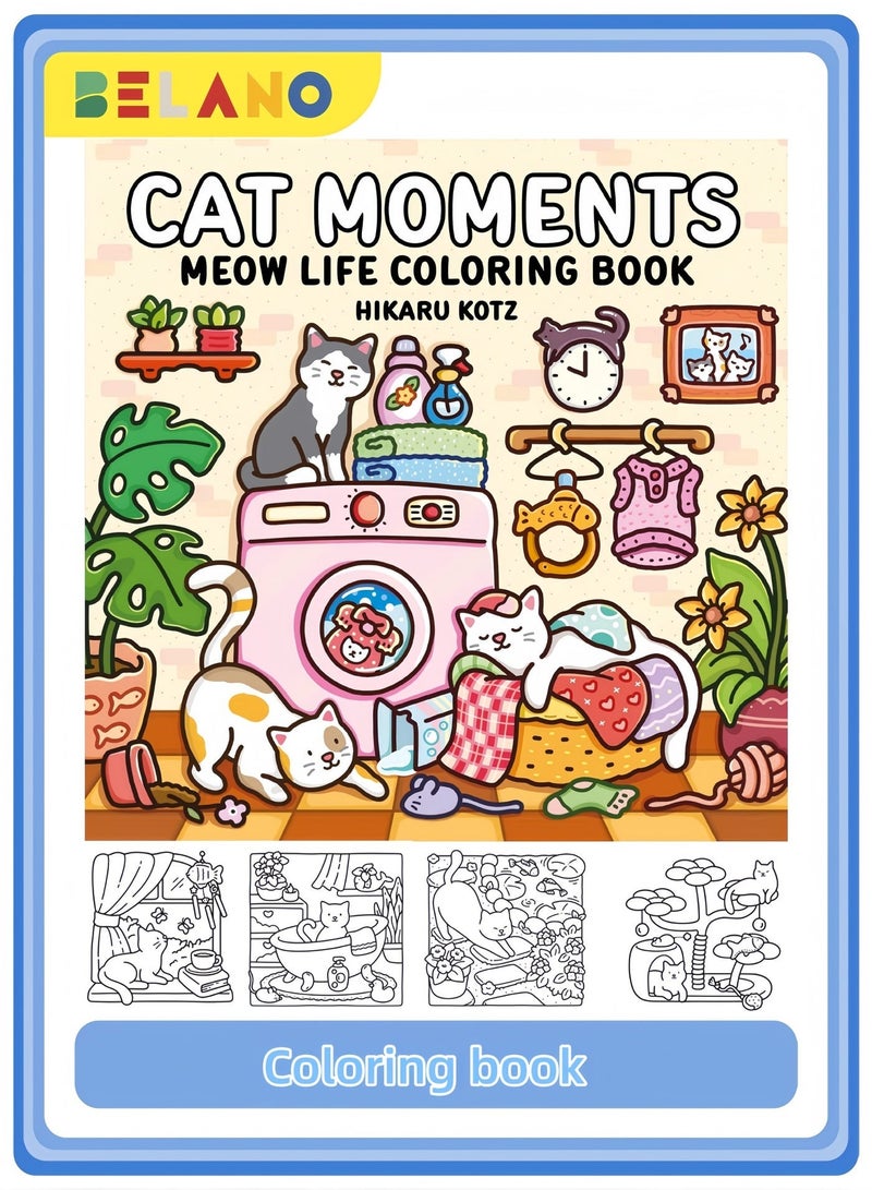 BELANO Coloring Books, Kids Color Book for Early Learning, Painting Book for Family Interaction School Travel, 21x21cm, Cat Routine - Image 1