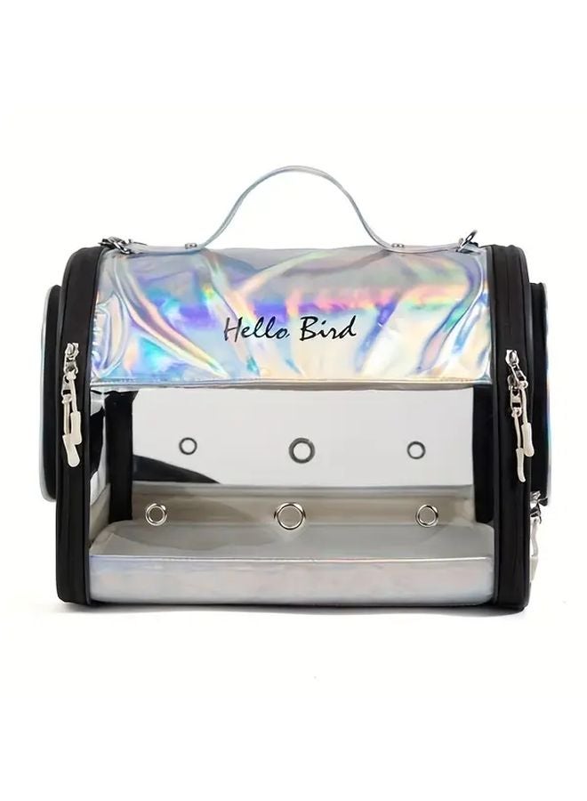 حاملة الحيوانات الأليفة الصغيرة الفضية خفيفة الوزن وحقيبة السفر المحمولة للقطط والكلاب والأرانب - Image 1