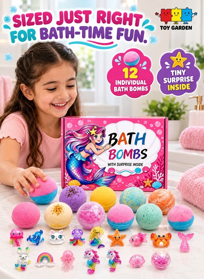 TOY GARDEN 12PCS Kids Bath Bomb Gift Set with Surprise Toys Inside, Colorful Fizzy Bath Bombs with Mermaid Toys, Bubble Bath Balls for Girls, Boys and Adults, Handmade Bath Fizzies for Fun Bath Time, Spa Gift Box for Birthdays and Special Occasions - Image 4