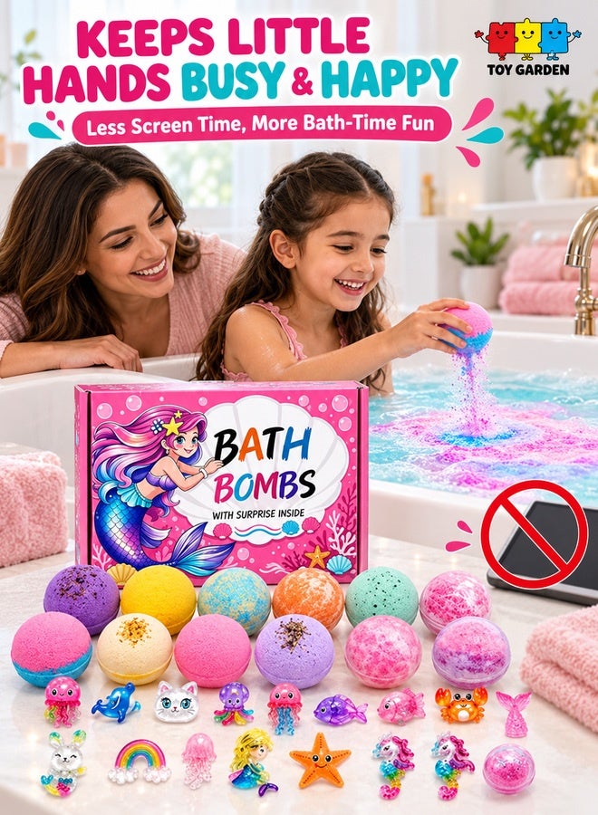 TOY GARDEN 12PCS Kids Bath Bomb Gift Set with Surprise Toys Inside, Colorful Fizzy Bath Bombs with Mermaid Toys, Bubble Bath Balls for Girls, Boys and Adults, Handmade Bath Fizzies for Fun Bath Time, Spa Gift Box for Birthdays and Special Occasions - Image 2