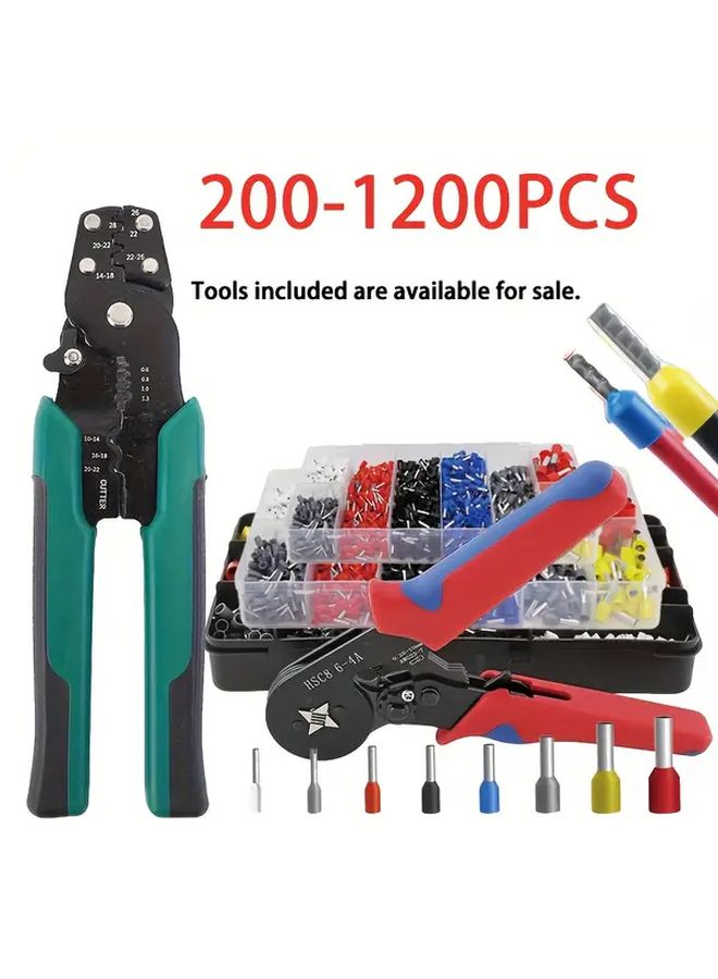 1200PCS Wire Terminal Set With 6 4A Tool Pliers 8 Sizes Copper Insulation Sleeves For Electrical Maintenance - Image 2