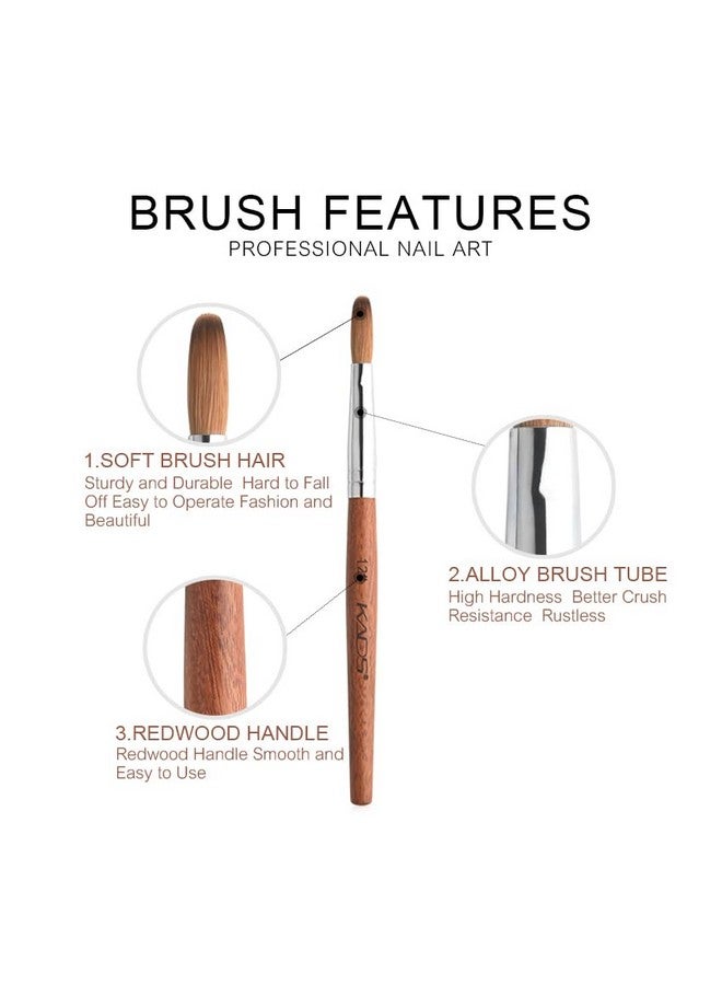 Rolabling Kolinsky Acrylic Nail Brush Red Wooden Acrylic Nail Brush Professional Salon Acrylic Brush For Nail (6#) - Image 4