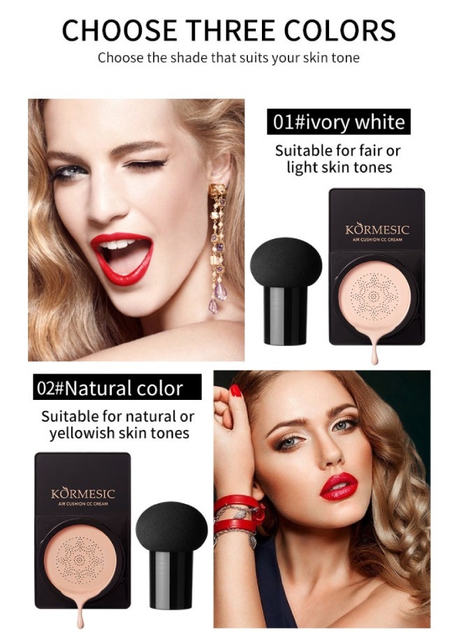 Kormesic Air cushion BB cream natural color cream natural concealer invisible pores dry skin savior moisturizing bare makeup waterproof and sweat-proof lock makeup to create a natural light feeling  - Image 3