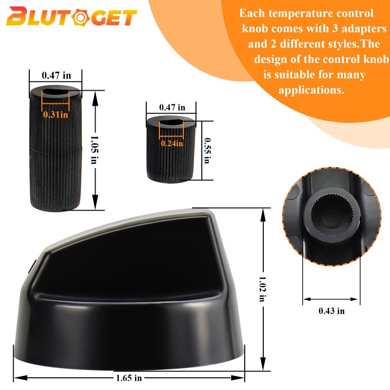 Blutoget 4 Pack Black Universal Control Knobs with 12 Adapters - Compatible for Oven Stove Range - Universal Stove Knobs - Wide Range of Availability - Image 2