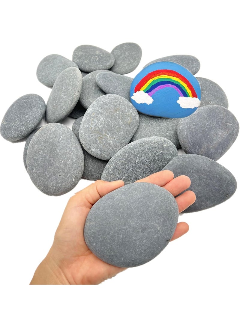 20PCS DIY الصخور 3 "-4" مسطحة وسلسة للرسم والفنون والحرف اليدوية والديكور - صخور اللطف الكبيرة اليدوية - Image 1