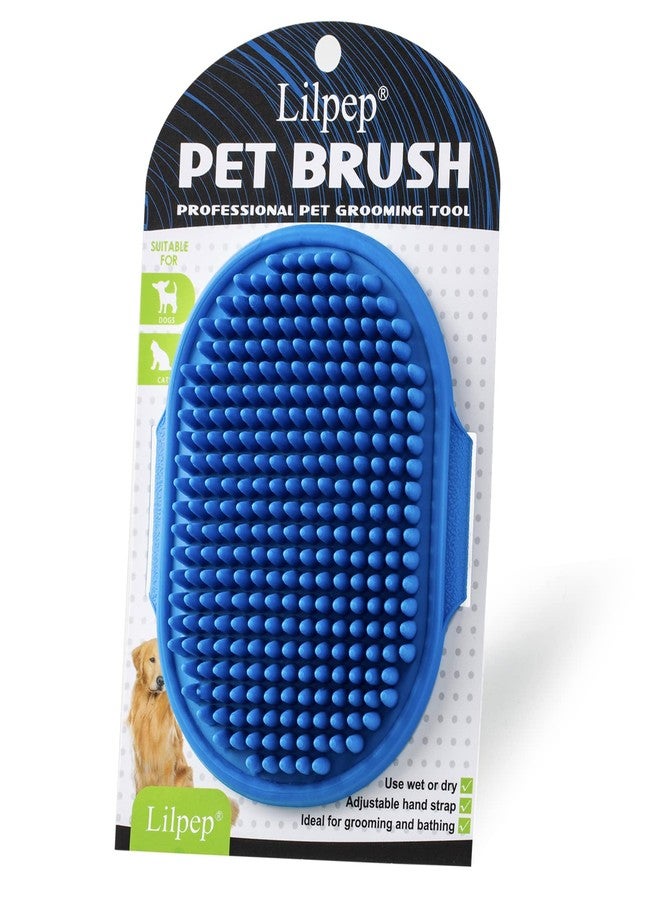 Lilpep Dog Grooming Brush, Lilpep Pet Shampoo Bath Brush Soothing Massage Rubber Comb with Adjustable Ring Handle for Long Short Haired Dogs and Cats (Blue, pack of 1) - Image 1