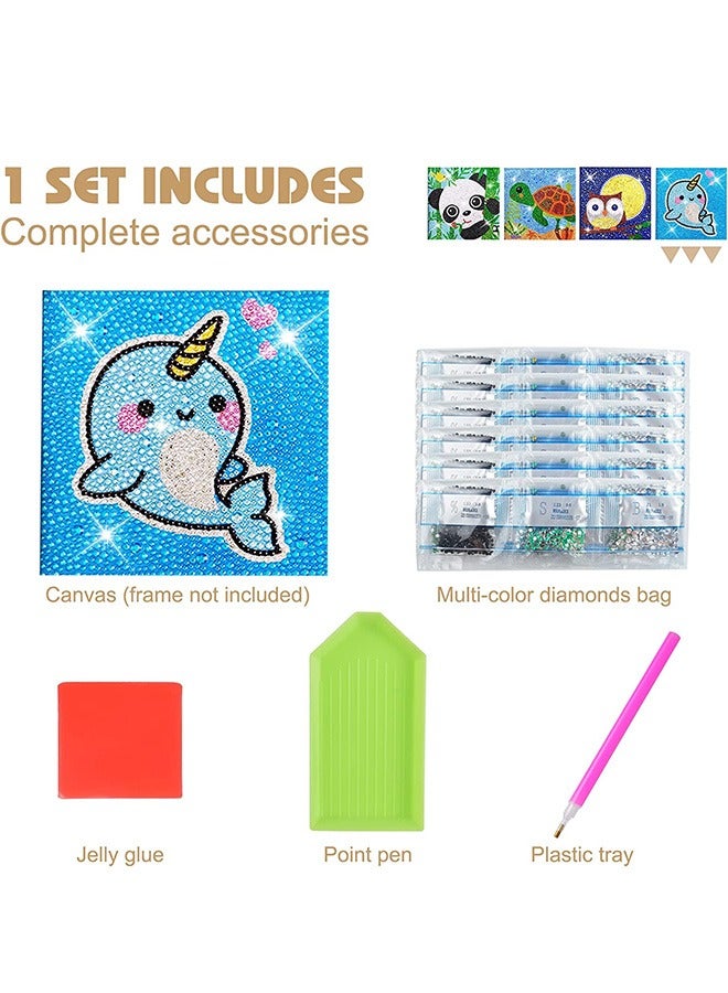 4 Pcs 5D Full Drill Kids Diamond Art Supplies Craft Set Painting Kits, Girls Diamond Crystal Painting Stickers, DIY Easy Gem Crysta for Beginners, Children Toy Gifts, Home Office Wall Decor - Image 2