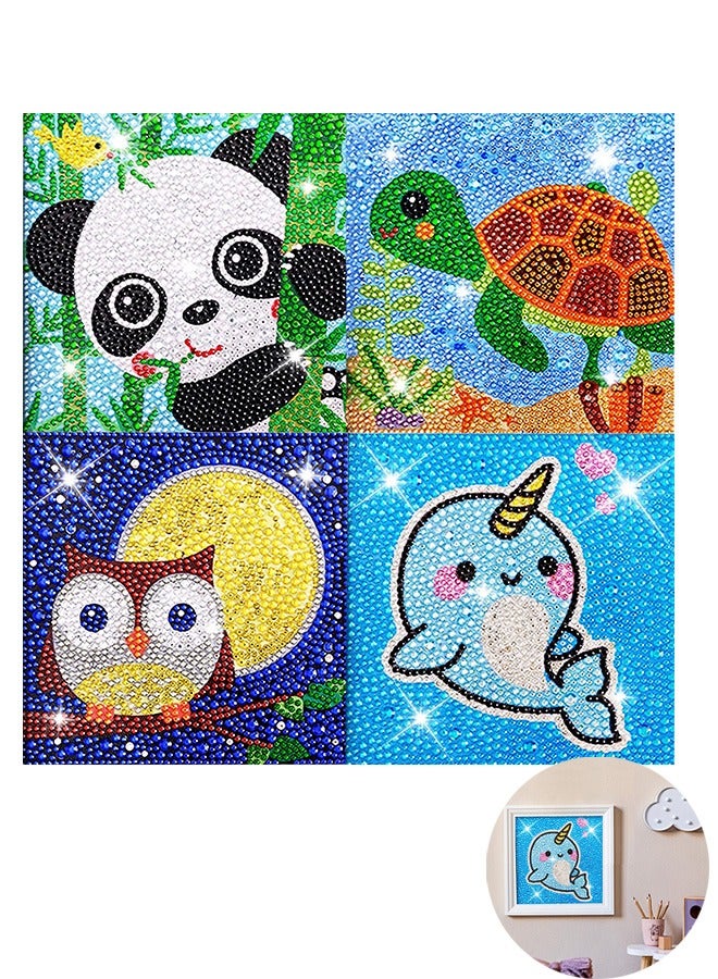 4 Pcs 5D Full Drill Kids Diamond Art Supplies Craft Set Painting Kits, Girls Diamond Crystal Painting Stickers, DIY Easy Gem Crysta for Beginners, Children Toy Gifts, Home Office Wall Decor - Image 1