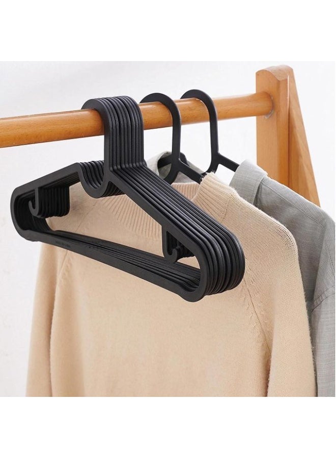Black Plastic Hangers 10 PCS Space Saving for Coat Pants Dress, Non-Slip Lightweight Thick Clothes Hangers for Closet Dorm - Image 3
