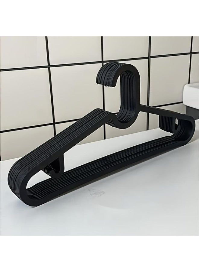 Black Plastic Hangers 10 PCS Space Saving for Coat Pants Dress, Non-Slip Lightweight Thick Clothes Hangers for Closet Dorm - Image 2