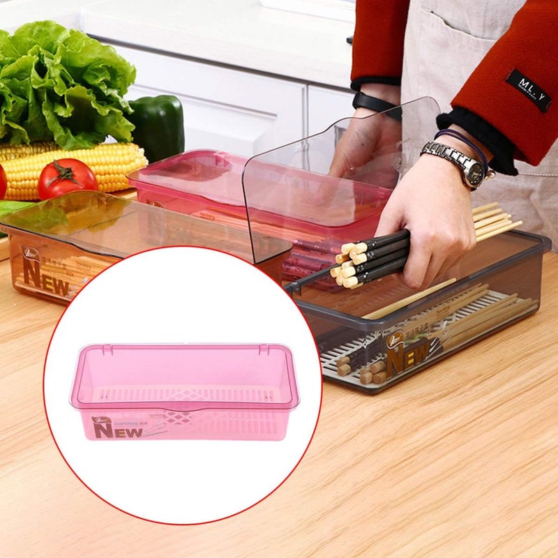 TOPBATHY Flatware Plastic Tray with Lid Kitchen Cutlery and Utensil Drawer Organizer Silverware Countertop Storage Container Utensil Holder ( Red ) - Image 5