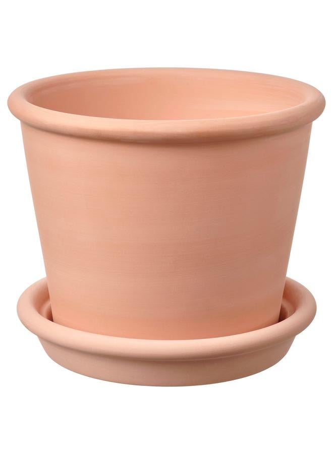erorex Plant Pot With Saucer, In/Outdoor Terracotta, 15 Cm - Image 1