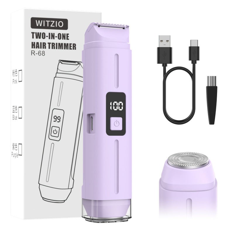 Pink 2 In 1 Women Electric Bikini Trimmer Dual Head Painless Shaver Wet Dry Body Hair Remover For Underarms Legs Arms And Face - Image 1