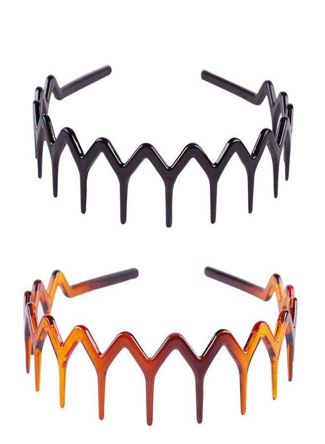 Fodattm Set of 2 Women Hard Plastic Headband Hair Hoop Black and Brown High-grade Headwear Hairband (H#) - Image 3