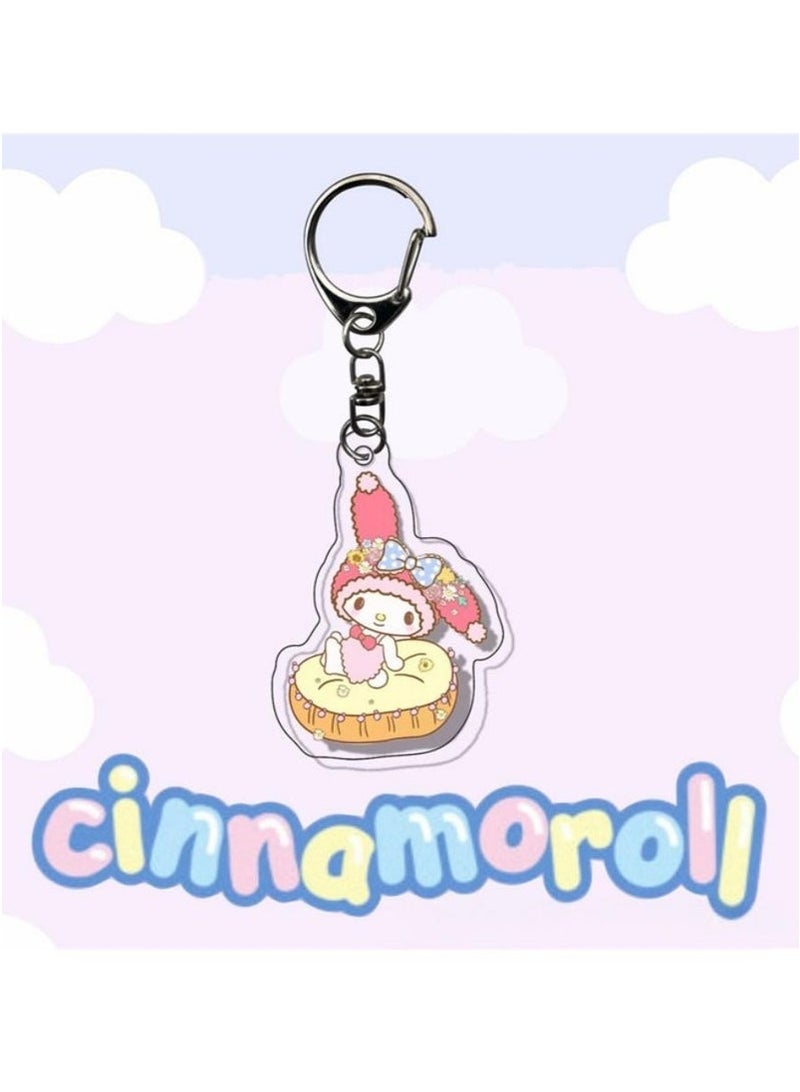 سانريو مجموعة من 5 سلاسل مفاتيح كرتونية لطيفة، سلسلة مفاتيح سيارة، حقيبة هاتف، زينة معلقة، هدايا للأطفال. - Image 4