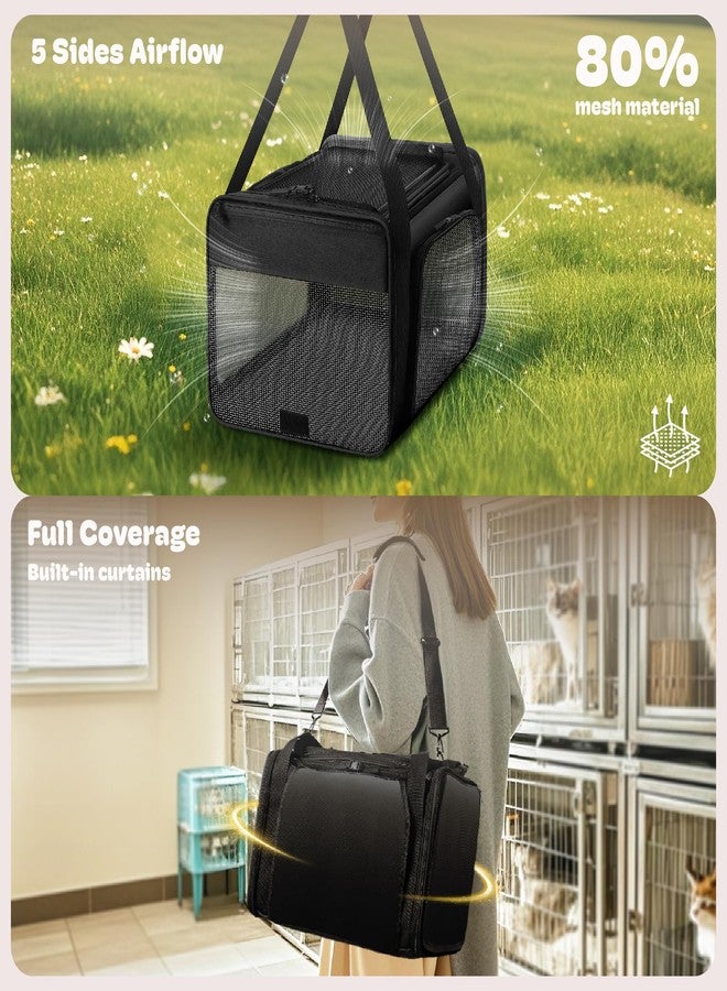 SHARLOVY Top and 2 Sides Expandable Cat Carrier 18x11x11, TSA Airline Approved Dog Carriers for Small Dogs, Soft-Sided Pet Carrier with Self-Locking Zippers for Kitten,Rabbit, Puppy, Guinea Pig Black - Image 3