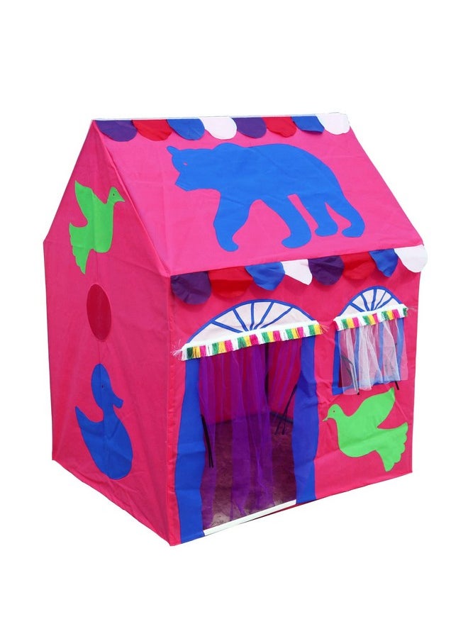 HomeCute Homecute Hut Type Play Tent House for Kids Toys for 2-12 Years Old Boys & Girls, Jumbo Size Play Tent House for Boys and Girls (Pink with Animal)  - Image 1