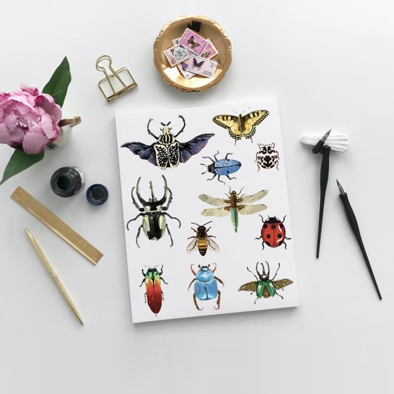 SUPERDANT Vintage Insects Scrapbook Wall Sticker Taxidermy Butterfly Wall Decor Moth Beetle Decal Dragonfly Grasshopper Vinyl Art Wallpaper for Biology Lab Library Kids Bedroom Decor 35x22in - Image 4