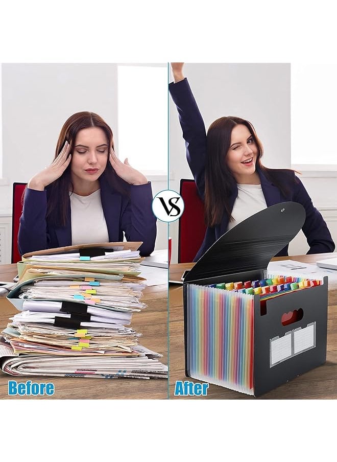 X spring - Expanding File Folder 25 Pockets Document Folder Portable Document Organizer With Colored Tabs File Organizer - Image 1