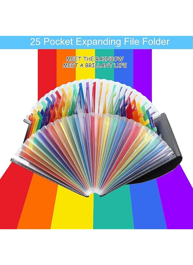 X spring - Expanding File Folder 25 Pockets Document Folder Portable Document Organizer With Colored Tabs File Organizer - Image 1