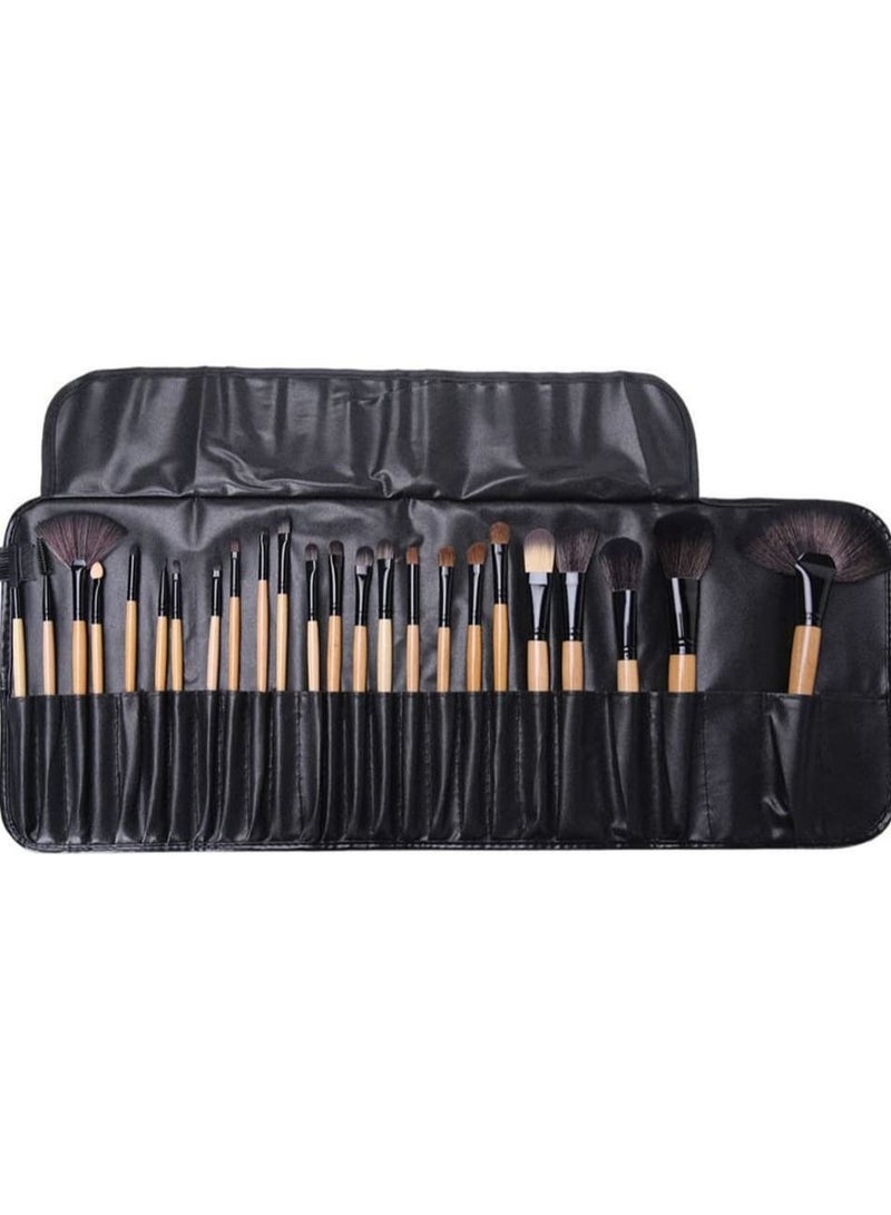 ORiTi مجموعة فرش مكياج مكونة من 24 قطعة بمقبض خشبي ومجموعة مكياج أساسية - Image 1