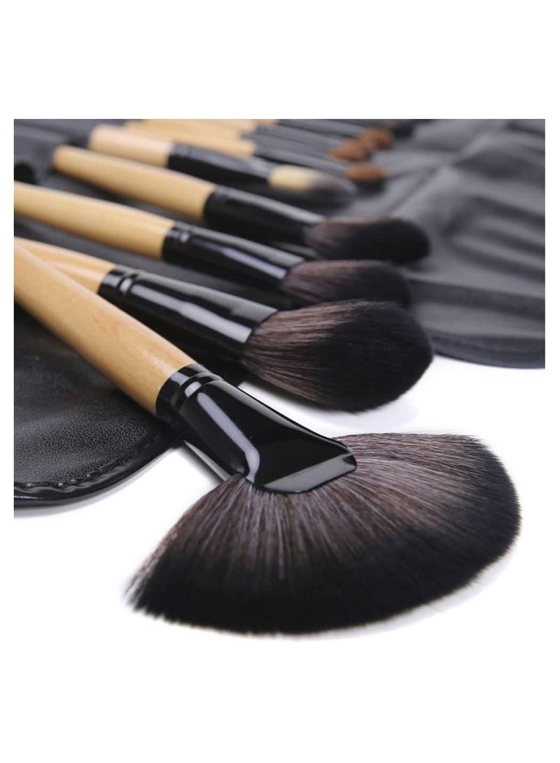 ORiTi مجموعة فرش مكياج مكونة من 24 قطعة بمقبض خشبي ومجموعة مكياج أساسية - Image 4