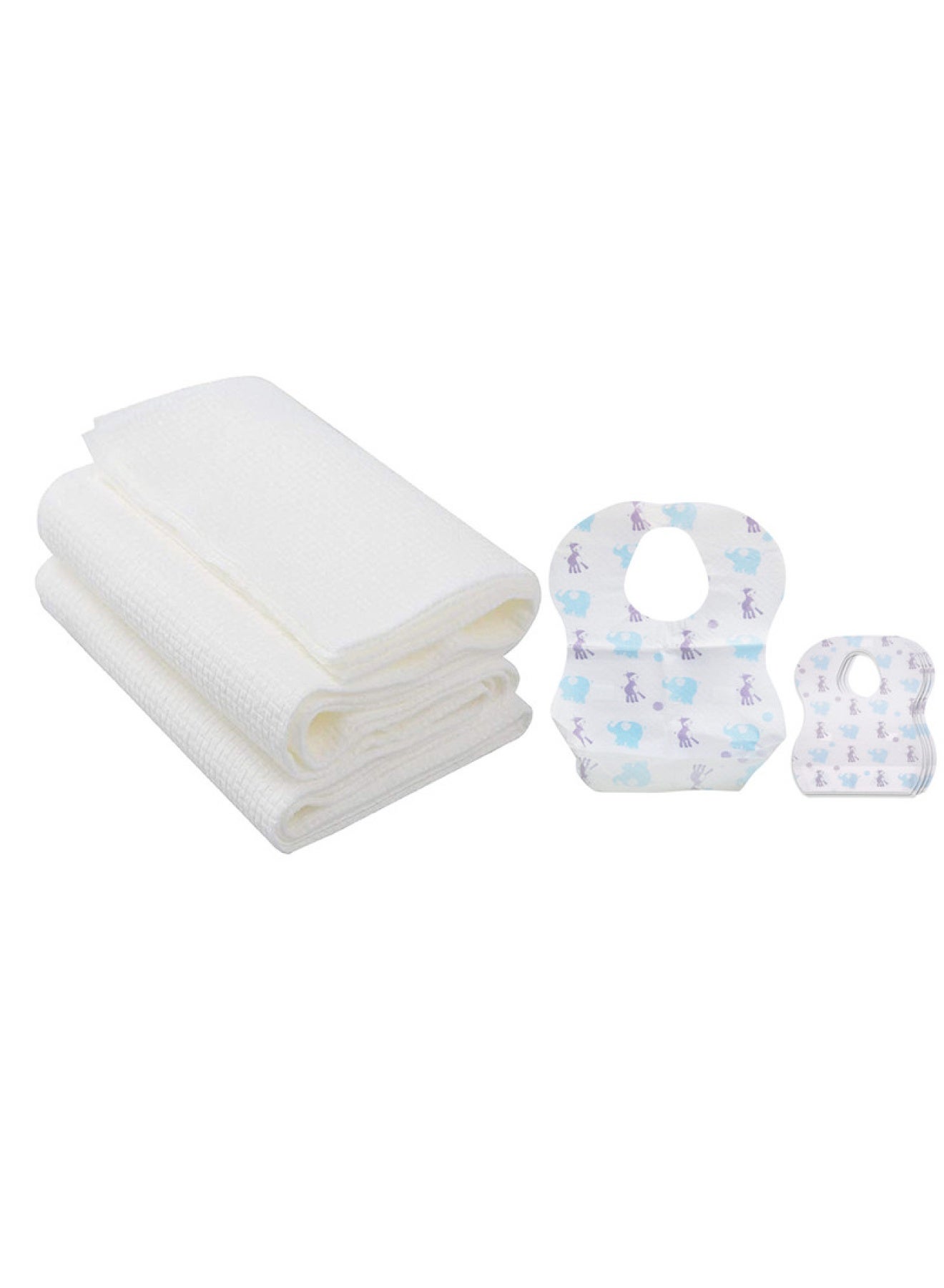 STAR BABiES Combo Pack Disposable Bibs Pack Of 15 With Disposable Towel Pack Of 3 Elephant