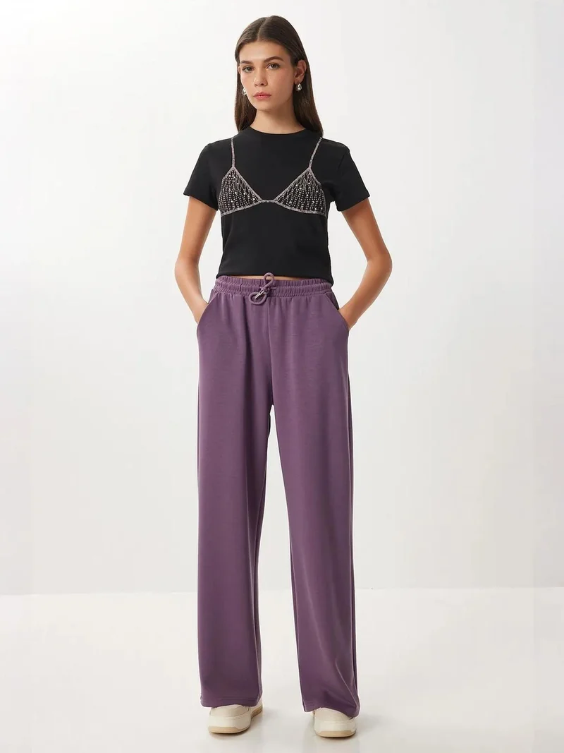 Happiness İstanbul ISTANBUL Wide Leg Drawstring Waist Sweatpants