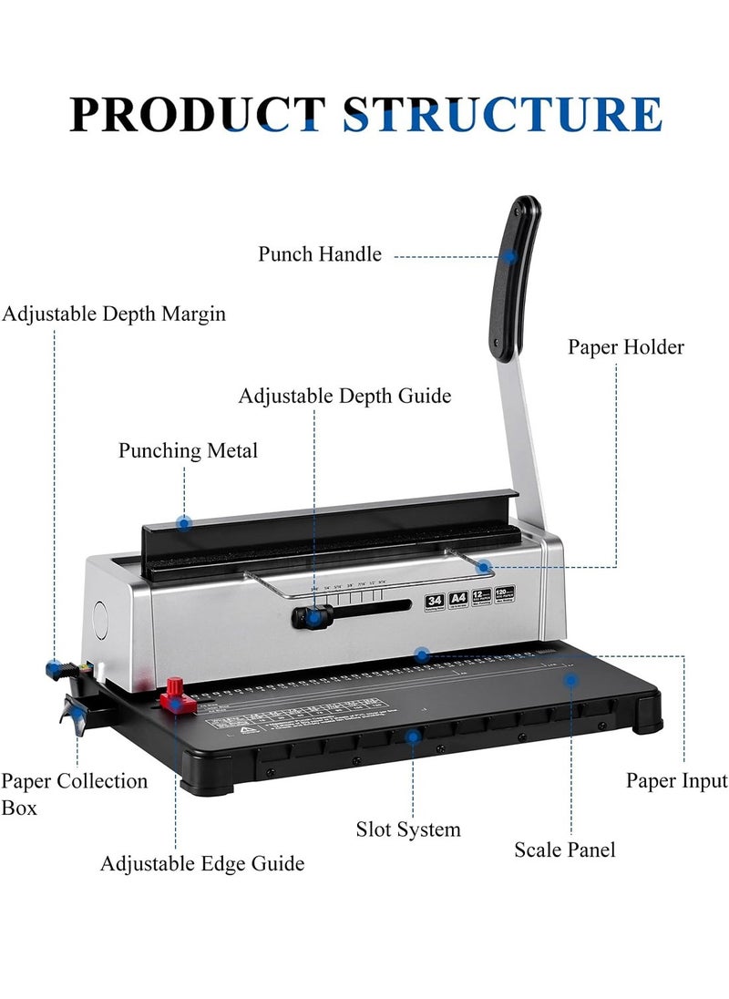 Kidle 34-Hole Iron Ring Binding Machine Contract Tender Punching Binding Machine Ring Pressing Machine Double Coil Calendar Calendar Punching Machine  - Image 2