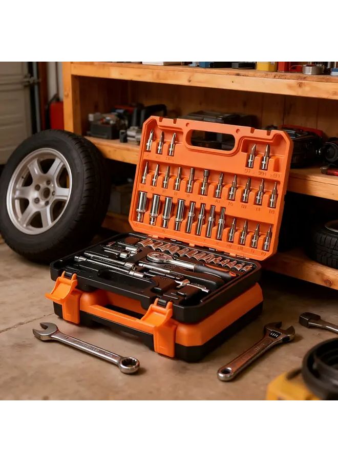 53 Pcs Boxed Ratchet Socket Wrench Set Multi Purpose Tool for Home Auto Repair Halloween - Image 3